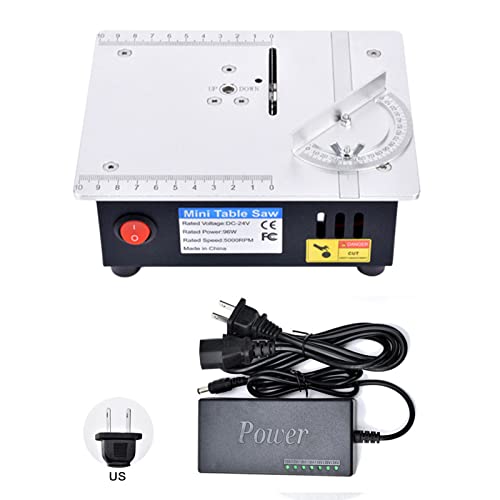 Mini Table Saw for Crafts S3 Portable Precision Table Saw,96W mini Desktop Electric Saw 7 Speed Adjustable,DIY Model Crafts Cutting Tool with 4 Blades for Wood Plastic Acrylic Cutting - Thumbnail 6