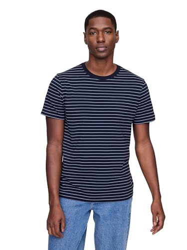 T-Shirt à Rayures et Col Rond Doux Homme Coton Casual Marinière Gap