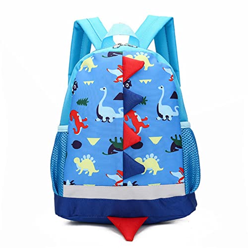 BUCROS Mochila para niños, bolsa de dibujos animados, dinosaurio, mochila de jardín de infantes, mochila para niños y niñas, bolsas escolares para bebés de 3 a 4 a 6 años, azul cielo