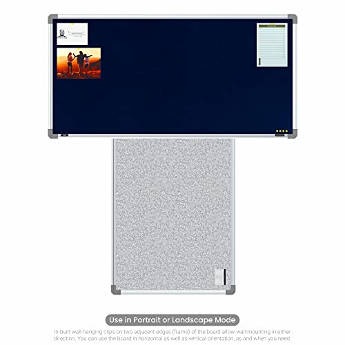 Image of Scholar Art Metis 2x4 Feet Fabric Pin-up Notice Board for Study Table & Kids Room | High Strength Velvet Cloth + High Density Soft Board for Pinning Photos, Sticky Notes & Reminders (Dark Blue)