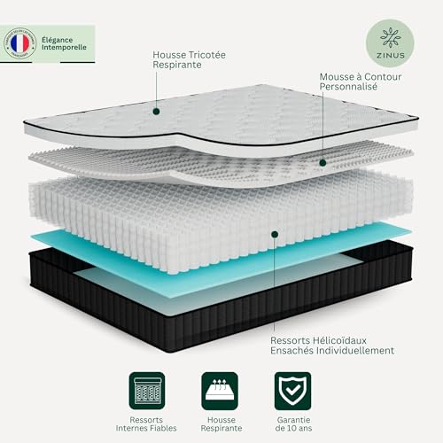 Matelas 90x190 mémoire de forme 25 cm hybride Zinus