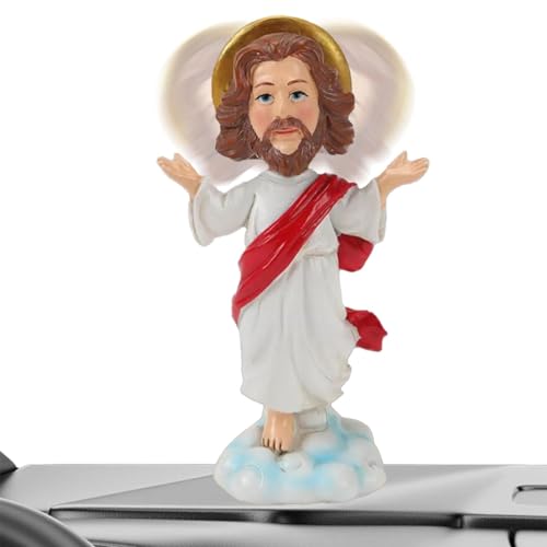 Shurzzesj Jesus Bobble Head Ornament - Religious Statue Resin Bobblehead for Dashboard - Symbolic Decoration Figures, Jesus Collection Figurines for Bedroom, Study Room