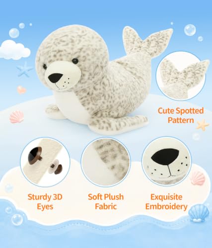 Image of BENINY 43 inch Giant Leopard Seal Stuffed Animal, Soft Plush Pillow