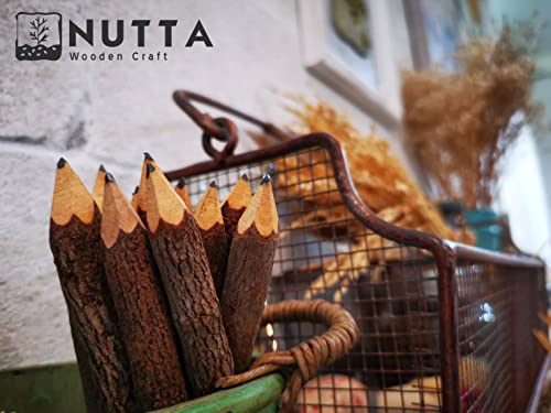 NUTTA - 12 Pencils Graphite Wooden Pencils Rustic Branch & Twig Wood Pencil Home Decoration or Gift Handmade Wooden Craft DIY Decorate Room Decor Party (3.5\" Inches)