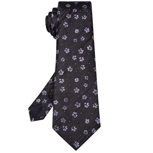 Image of Hi-Tie 63 inches Striped Paisley Extra Long Ties for Men Silk Necktie with Lapel Pin Tie Clip Big and Tall Men Formal Wedding