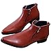 Santimon Men's Ankle Genuine Leather Dress Fashion Zipper Pointed Toe Casual Boots