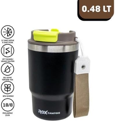 Rox Camping 0193 Pipetli Kahve Termosu 0.48 Lt - Siyah