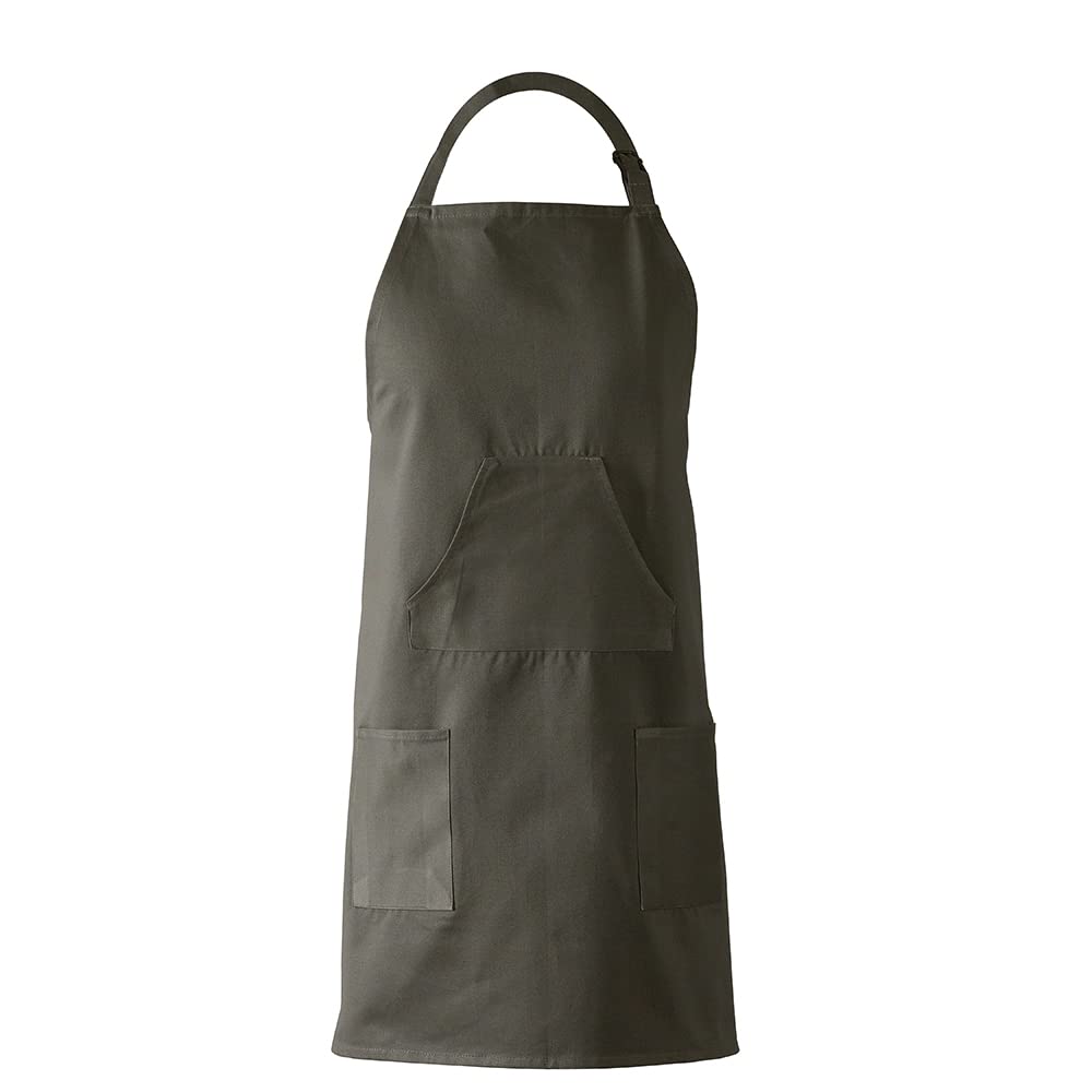 HPD Half Price Drapes Aprons for Men Women with Large Pockets Adjustable Unisex PRTW-S03-AP Solid Cotton, 27 X 34 Inch, River Rock Grey