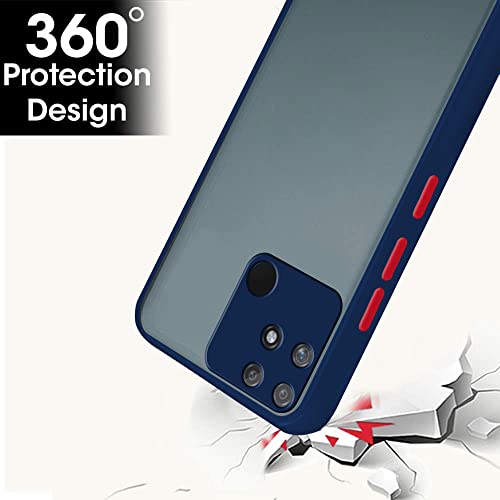 Image of TheGiftKart Translucent Hybrid Realme Narzo 50A Back Case Cover | Smoked Matte Back | 360 Degree Protection | Protective Hard Back Case Cover for Realme Narzo 50A (PC & TPU | Blue Bumper)