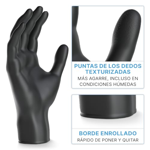Miniatura 3 de Arnomed Guantes Nitrilo M, 200 Uds Caja, Guantes Nitrilo Talla S, M, L O Xl, Guantes Nitrilo Negro, Guantes De Nitrilo Sin Polvo Y Látex, Guantes Negros Nitrilo, Guante Nitrilo, Guantes Nitrilo Negros