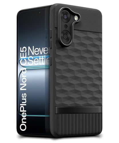 Image of WOW IMAGINE Back Cover for 1+ OnePlus Nord CE 5 5G with Hexa Cube Design | Ultra Slim Soft Rubberised Case | Inner Velvet Fabric | Matte Silicone Flexible Mobile Case | Camera Protection - Black