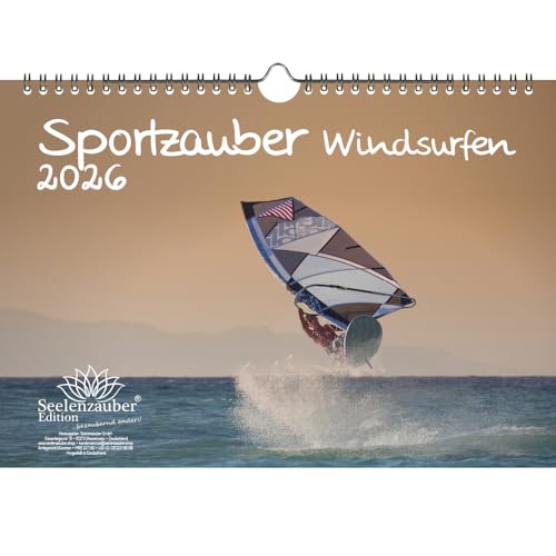 Sportmagi vindsurfing DIN A4 kalender för 2026 brädsegling segling stående segling – själmagi