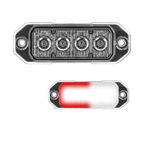 SpeedTech Lights Z-4 TIR LED Surface Mount Emergency Strobe Light – 4 LEDs 12W Grille Beacon Light for Police, Tow, Fire, Construction, and Emergency Vehicles (Red/Clear)