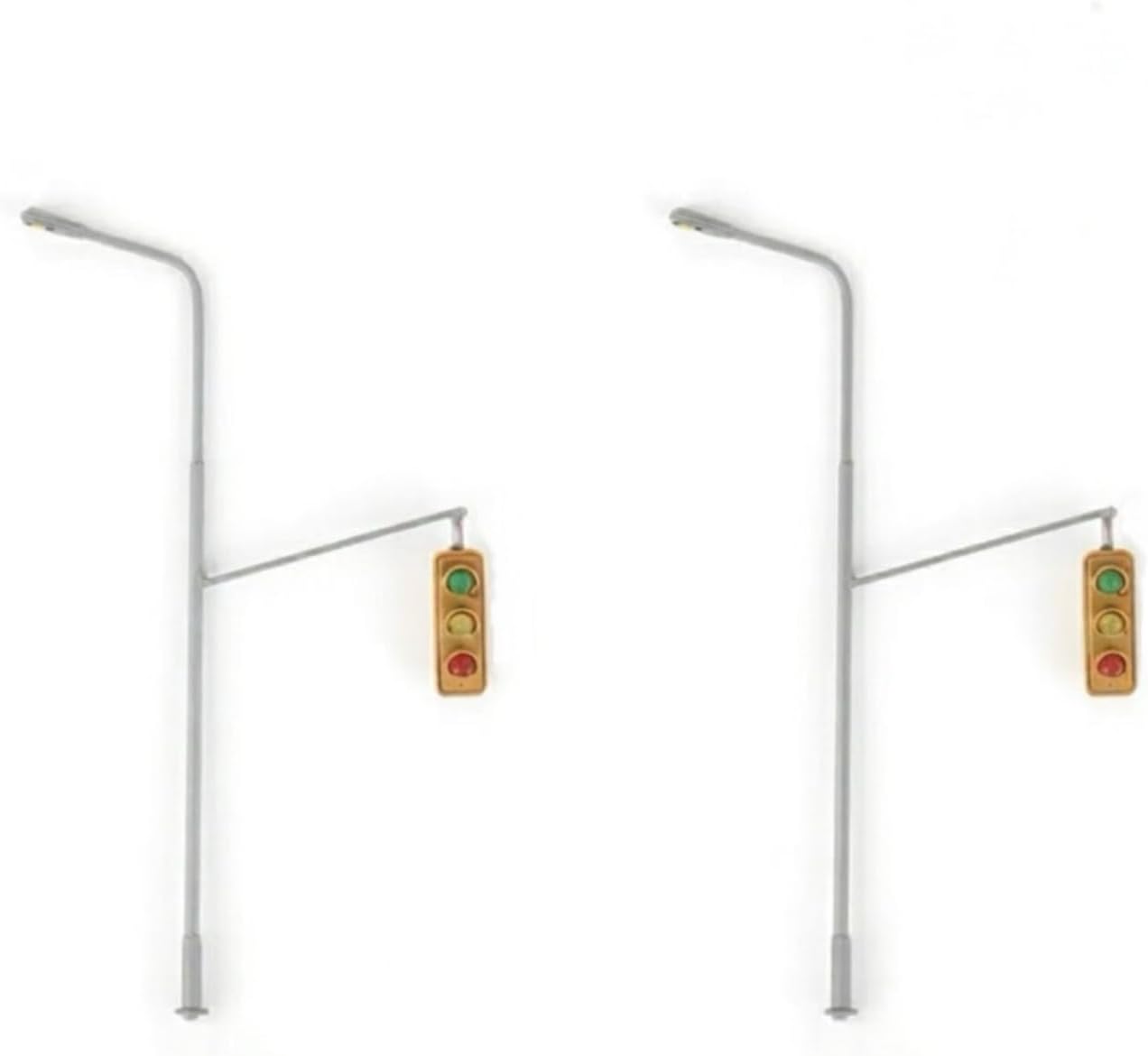 2pcs HO Scale 1:87 Model Traffic Signal with Street Lamppost Lights Double-Head Railway Layout
