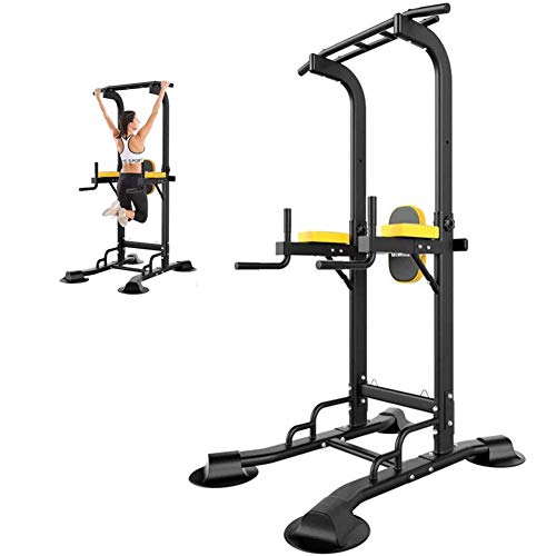 Lunchbox.com Power Tower Dip Station,Folding Adjustable Multi-Function Tower Strength Training Ab Raise Muscle Building Pull Up Machine,Home Fitness #TOP6