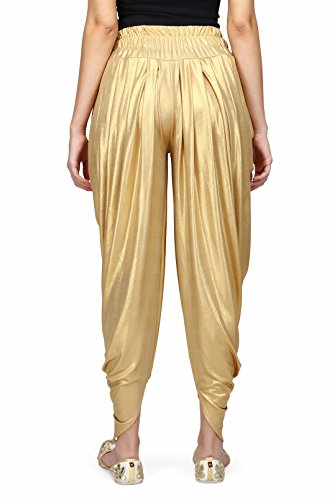 Legis Shimmer Relaxed Yoga Fitness Active and Dance Wear Dhoti Pants for Women One Size - Gold - Thumbnail 2