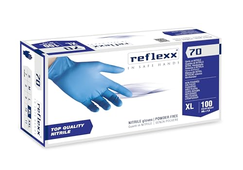 Gants de nitrile sans poudre Réflexx R70 XL de qualité supérieure bleu clair 100 gants