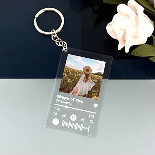Custom Acrylic Spotify Code Music Keychain Personalized Women Men Photo Album Cover Song Art Player Name Date Birthday Gifts #TOP2