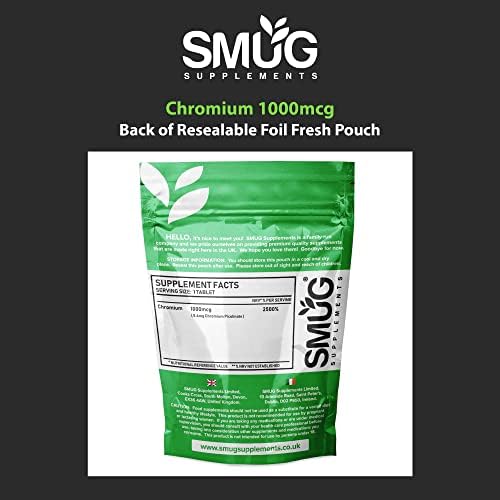 Chromium 1000mcg Supplement - 120 Chromium Picolinate Tablets - Can Contribute to Normal Blood Glucose/Sugar Levels and a Healthy Metabolism - High Strength Chromium Pills