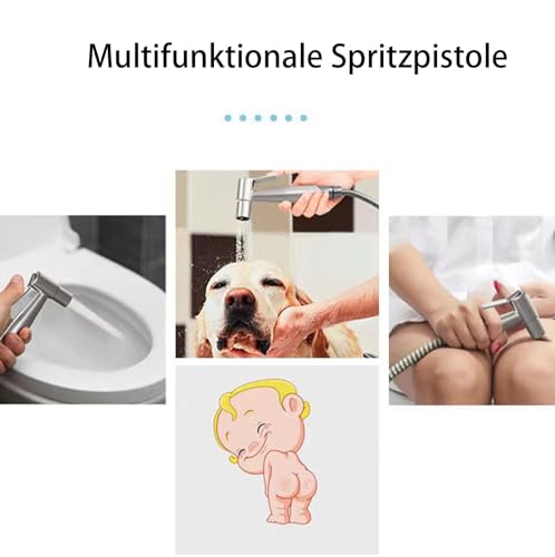 Bidet Handbrause, Edelstahl WC Duschkopf, Toiletten Bidet Sprühkopf, Hand Bidet Sprayer, WC Sprühpistolendüse, für Reinigung von Toiletten, Badezimmern, Körperpflege und Haustieren, Silber – Bild 5