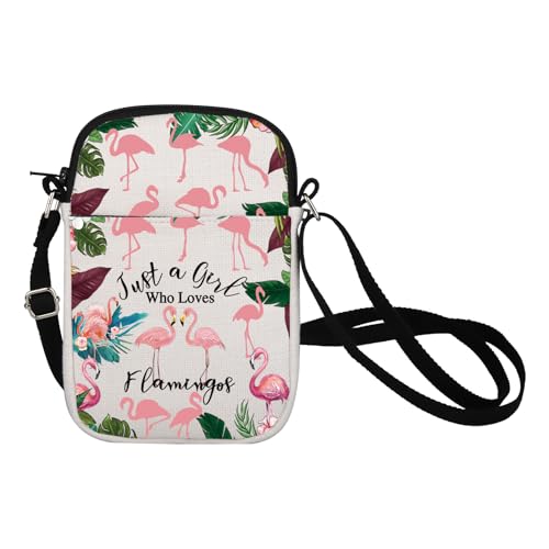 BNQL Bolso cruzado de flamenco, regalo para los amantes de los flamencos, solo una niña que ama los flamencos, bolsa de lona para teléfono celular, White, 8.26*5.9 inches BNQL Bolso cruzado de flamenco, regalo para los amantes de los flamencos, solo una niña que ama los flamencos, bolsa de lona para teléfono celular, White, 8.26*5.9 inches