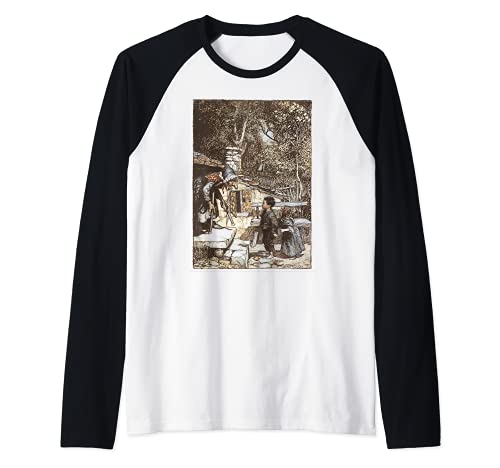 Creepy Witch Retro Fairy Tale Shirt-Hansel y Gretel Camiseta Manga Raglan Cover