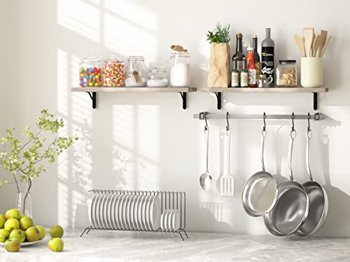 Superjare 23.6 X 7.9In Floating Shelves, Set Of 2, Wall Mounted Shelves For Storage, Hanging Book Shelves With Brackets For Bedroom/Living Room/Kitchen/Office/Bathroom - Greige #TOP3