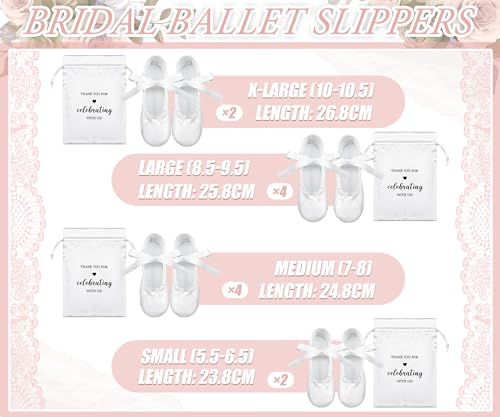 Image of Cuffbow 12 Pairs Wedding Satin Slippers Bulk Foldable Ballet Flats Portable Dancing Shoes Bridal Favor for Guests Bridesmaids White