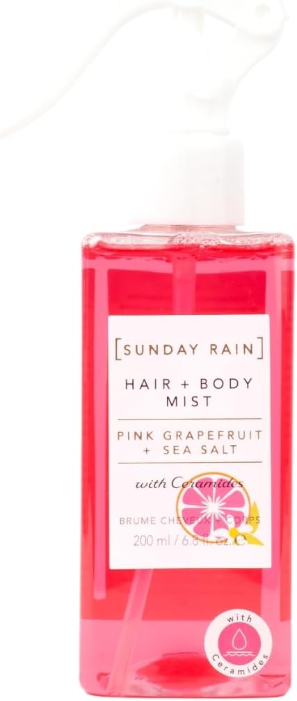 Vitamin-Rich Pink Grapefruit and Sea Salt Hair and Body Mist, Sweet and Zesty Scent, with Ceramides, Pink, 200ml