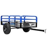 GarveeLife 1500 lbs Heavy Duty Steel Dump Cart, 15 Cubic Feet Garden Utility Trailer with Removable Sides,Hand Pull or Foot Pedal Dump Cart for ATV, UTV, Lawn Mowers and Tractors (Blue)