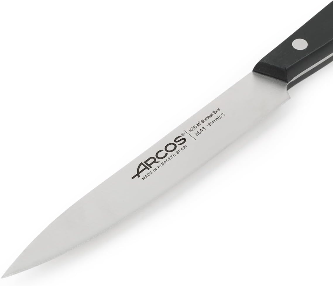 Arcos Kitchen Knife 6 Inch Nitrum Stainless Steel. 160 mm Blade. Polyoxymethylene (POM) Handle. Color Black