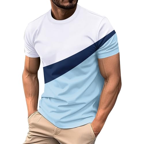 Camisetas Hombre T Shirts Poliester con Estampada Marca Manga Corta Rayas Baratas Running Camiseta Rosa Blanco Ropa Marca Outlet Pack Transpirables Ropa Verano Hombre Blanco M