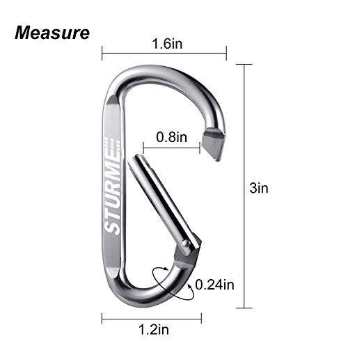 3" Aluminum D Ring Carabiners Clip D Shape Spring Loaded Gate Small Keychain Carabiner Clip Set for Outdoor Camping Mini Lock Snap Hooks Spring Link Key Chain Durable Improved 12 PCS (Black)