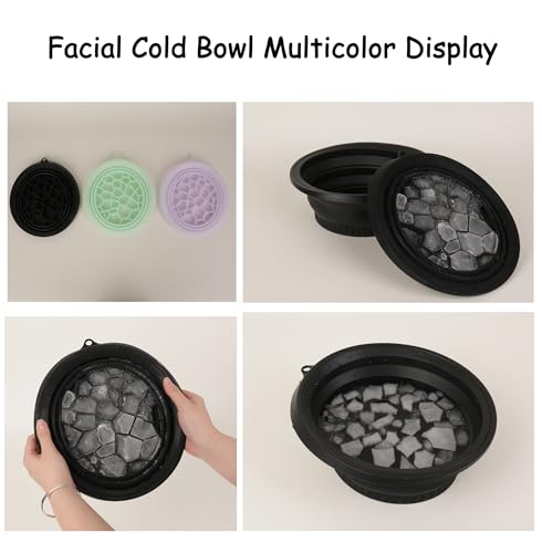 Image of Facial Cold Plunge Bowl, Bowl For Face Ice Bath, Foldable Large For Face Ice Bath, Facial Cold Plunge Portable For, Hanging Storage (Green)