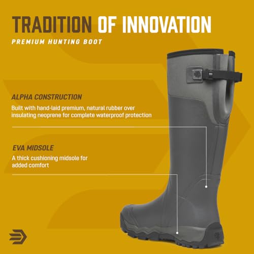 Image of LaCrosse Burly Rubber Hunting & Work Boots for Men - Waterproof ZXT Rubber with Foam Insulation, Top Strap, EVA Footbed, and Slip-Resistant Outsole