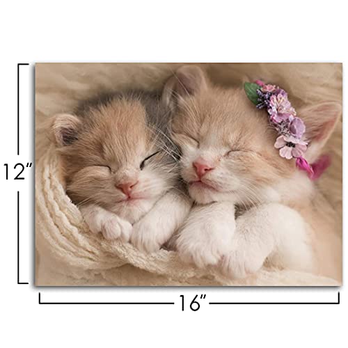 Purple Verbena Art Hd Photos Sweet Animals Cute Cat Photograph Print On Canvas Artwork Wall Decor For Home Bedroom Kid's Room Study Room Gift For Children 12X16 Inches 1 Pcs Framed Ready To Hang #TOP1