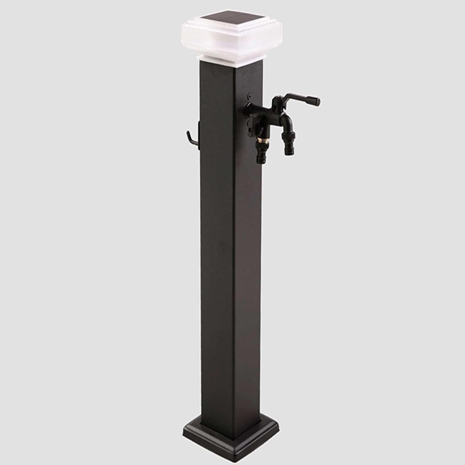 WOTZOV Outdoor Solar Led Water Column Light - 304 Stainless Steel Vertical Garden Fountain With Dual Faucet, Freeze-Proof Hydrant For Yard Decoration.，Black 80cm/31in