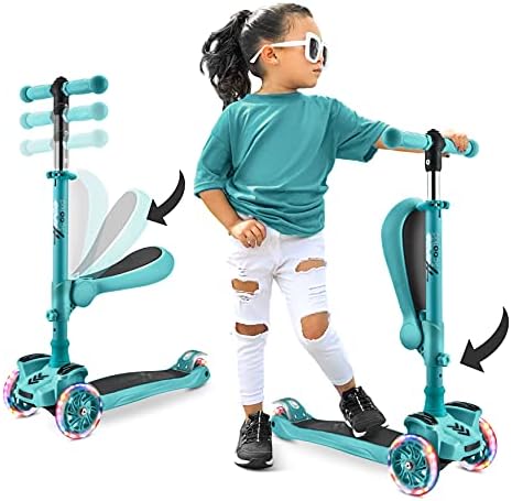 Hurtle 3-Wheeled Scooter for Kids - Wheel LED Lights, Adjustable ...