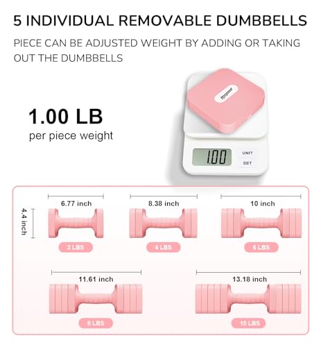 20LBS Dumbbell Set Adjustable Hand Weights for Women Men Adjust Dumbbells Sets for Home Gym Exercise Workout Strength Training Equipments Pink - image 2