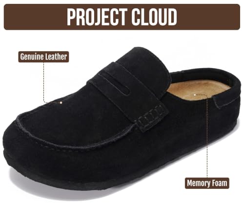 Image of Project Cloud 100% Genuine Leather Moccasin-Style Clogs for Women - Memory Foam and Water Resistant Mules Slip-on - Non-Slip and Durable Clogs Casual Shoes for Women Footwear (Haven)