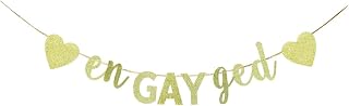 TENNYCHAOR EnGAYged Glitter Banner,Gold Glitter Paper Banner Sign for Gay Engagement/Bachelorette/Groom to be/Gay Lesbian Engagement Party Decorations.
