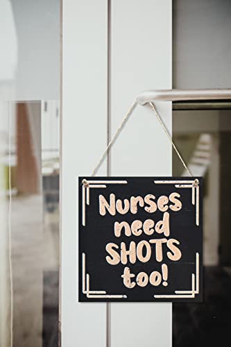 Carispibet Nurses Need Shots Too Fun Decorative Ornament For House Decoration Wall Art Funny Signs 8" X 8" #TOP3