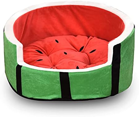 Cute Watermelon Shape Cat Dog Sofa Bed Pet House Nest Cave Puppy Sleeping Mat (M, Watermelon red)