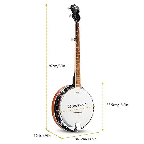 Vangoa Banjo 5 String Full Size Banjos Set with Resonator, Remo Head, Beginner Banjo Kit with Closed Back, Premium Accessories for Adults, Teenager by Vangoa - Image 3