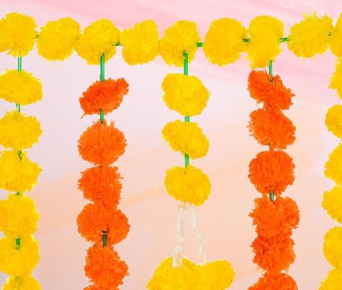 Image of Big Size Artificial Marigold Flowers Home Hanging Toran Main Door Garlands Handmade Bandhanwar Door Entrance Hanging Home Traditional Wall Diwali Decoration Gift