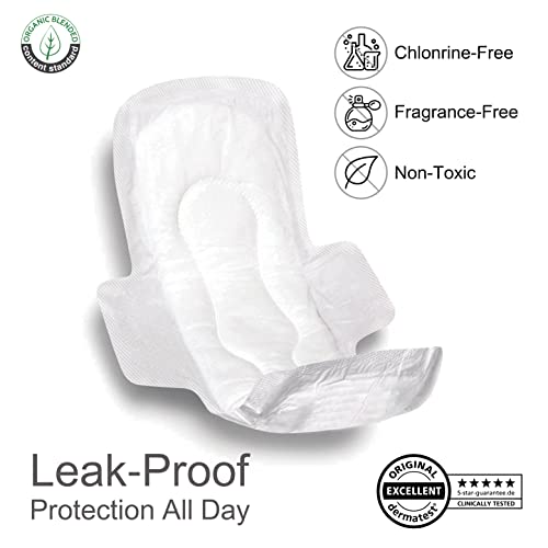16 Count (Pack Of 4) - Fjaka Usa [Fee-Ah-Ka] Organic Cotton Cover Pads - Regular Ultra Thin Sanitary Napkin Pads Heavy Absorbency, Unscented With Pad Wings For Women - 64 Counts Regular #TOP4