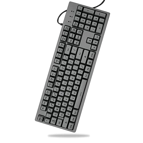 ALKEM Black Gaming Keyboard with LED Backlit 104 Keys Mechanical Feeling Keyboard Full Size Wired USB Waterproof Keyboard 19-Key Anti-Ghosting Keyboard Quiet Gaming Keyboard for PC Gamer Laptop Work