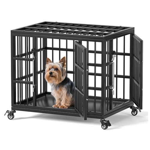 Heavy Duty 24-Inch Dog Crate with Double Doors
