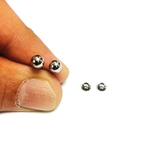 14K White Gold Ball Stud Earrings, 5Mm #TOP4