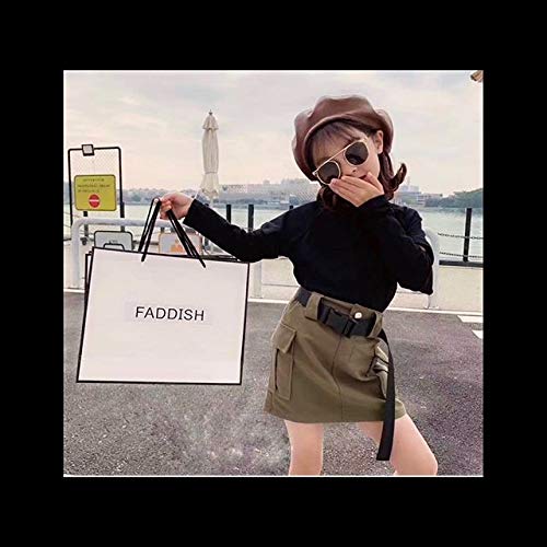 Rsrzrcj Kids Toddler Baby Girl Fall Winter Outfit Long Sleeve Knitted Turtleneck Sweater Top Mini Skirt With Belt 2Pcs Set (Light Green, 1-2 Years) #TOP1